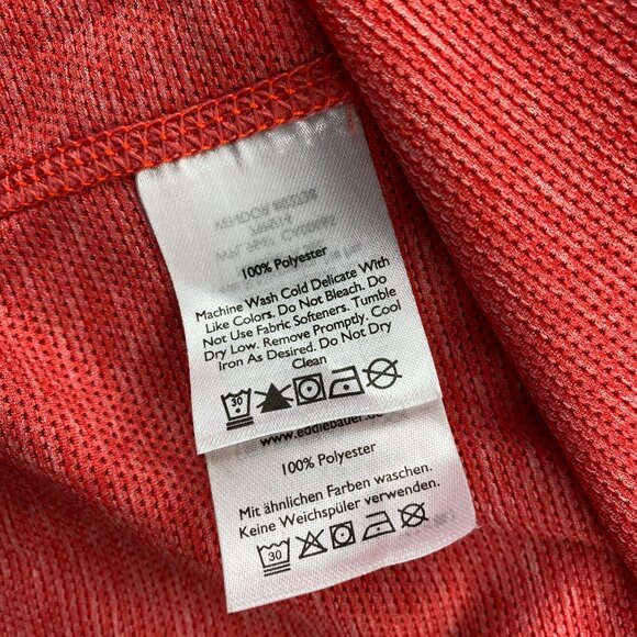 Eddie Bauer Running Shirt Free Dry Long Sleeve Men XL Orange Breathable Meshed - Picture 6 of 9